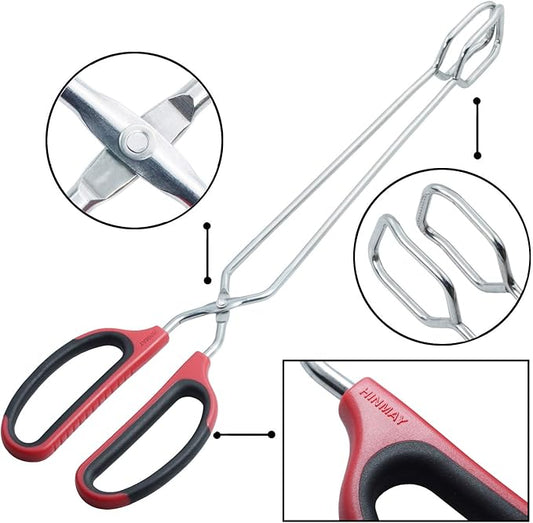 HINMAY Extra Long Scissor Tongs 16-Inch Stainless Steel Barbecue Grilling Tongs
