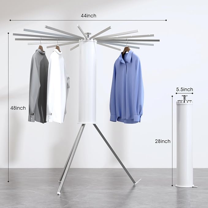 Heavy-Duty Aluminum Tripod Clothes Drying Rack, Reinforced Stable Design, 16 Rods, Large Capacity, Rustproof Weather-Resistant Umbrella Dryer, Foldable for Indoor Outdoor Use