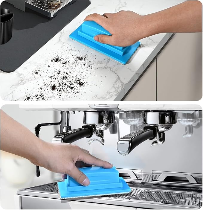 Espresso Machine Cleaning Product Tool - Barista Towels Coffee Brush with 3 Pack Replacement Cleaning Pad Cloth Kit for Cleaning Espresso Machine Drip Tray Coffee Bar Desktop
