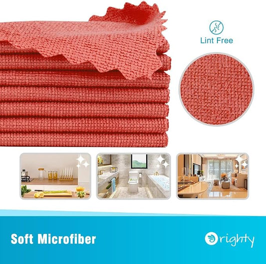 Orighty Microfiber Cleaning Cloth, 800 Pack Highly Absorbent Cleaning Rags, Household Cleaning Supplies, Reusable Microfiber Towels Lint Free Cloths for House, Kitchen, Car Care, 12x11 inch, Red
