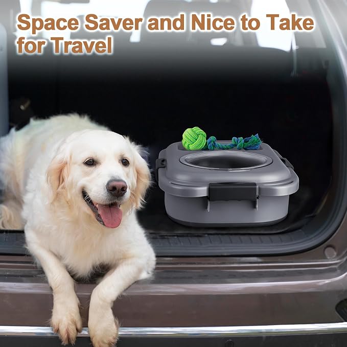 Dog Food Storage Container，23-25 lbs Airtight Collapsible Cat Food Storage Container with Attachable Wheels, Portable Handle, Dog Food Scoop for Dog Cat Bird Pet Dry Food Storage Bin Dark Grey