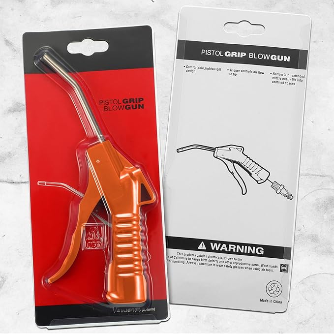 Honoson Air Nozzle Blower Gun Pistol Grip Air Blow Tool Compressor Accessories for Industrial Household Mechanics(Orange,8 Pcs)