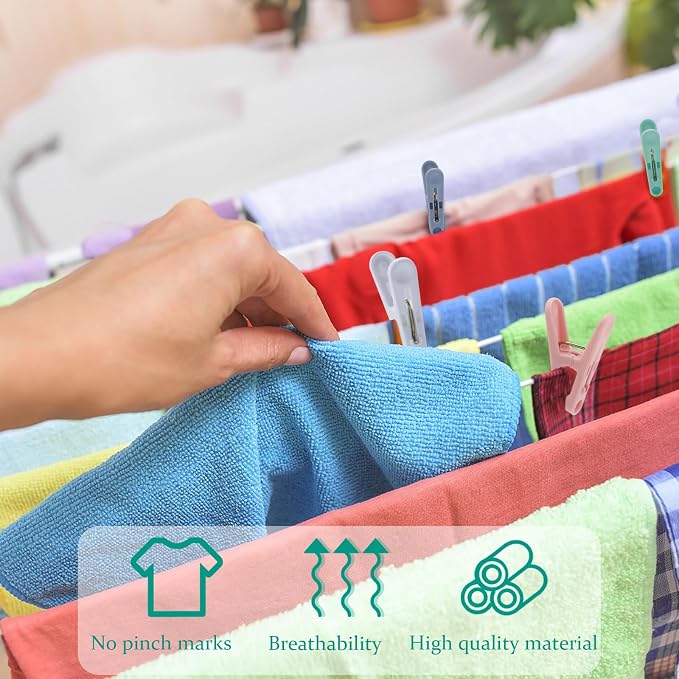 56 Pcs Colorful Clothespins, 4 Colors Spring Clips (2 Inch) Small Clothes Pin with Black Storage Bag - for Laundry, Drying Clothes, Home Use | 4 Colors Spring Clips with Black Storage Bag for Laundry Drying Clothes Home Use