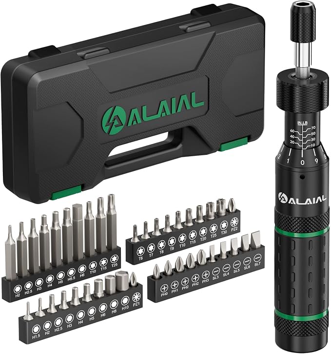 Torque Screwdriver Set 10-70 In-lb, Inch-Pound Torque Driver Kit | Adjustable, with S2 Steel Bits & Case, Prevents Over-Tightening for Scope Mounting, Electronics & Bicycle Maintenance, Red