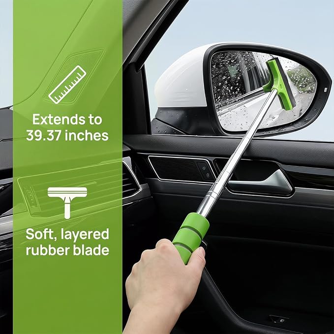 5PC Car Side Mirror Squeegee, Retractable Vehicle Rearview Mirror Glass Cleaner Wiper for Rainy Foggy Weather, Portable Auto Rear View Windshield Cleaning Tool, Universal for Vehicles