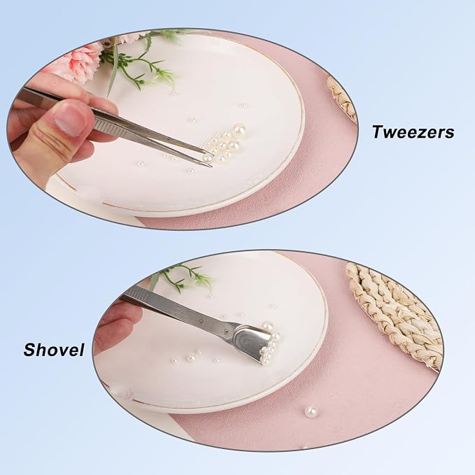 Gosknor 4pcs Cake Decorating Tools Set, Stainless Steel Sprinkle Pen Pearl Grabber & Tweezers with Shovel Head Professional Sprinkles Spoon Dragee Tools for Baking Cookies Cupcake Decoration