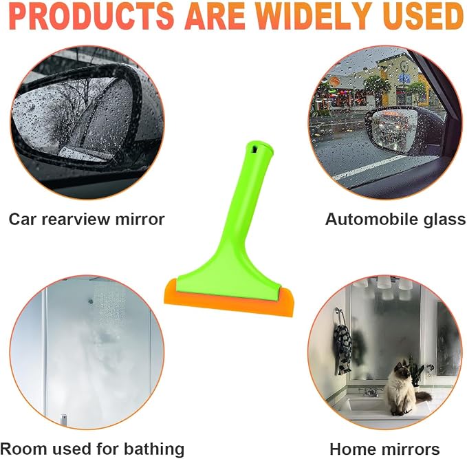 KVAEY 2PCS Small Silicone Window Squeegee, 5.9 Inch Car Windshield Water Blade Squeegee with Non-Slip Handle, All-Purpose Cleaning Squeegee for Car Windshield, Window, Mirror (Light Green)