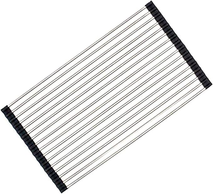 Ahyuan Roll up Dish Drying Rack Over The Sink Kitchen Roll up Sink Drying Rack Portable Dish Drainer Foldable Dish Drying Rack (Black, 20.5''X11.2'')