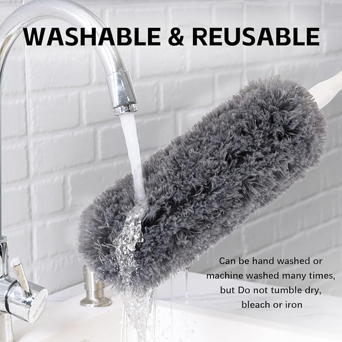 Reusable Microfiber Duster Refills Compatible with OXO & MR.SIGA Duster - Washable Duster for Household Cleaning Dusting Furniture Blind Ceiling Fan - 3Pack Grey(Handle NOT Included