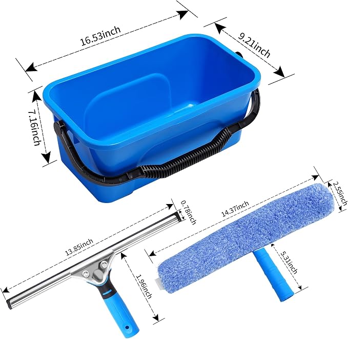 Window Washing Kit,Window Cleaning Squeegee Kit with Bucket | Professional window washing equipment,Squeegee for Window Cleaning,window squeegee for home Outdoor Car Commercial Use