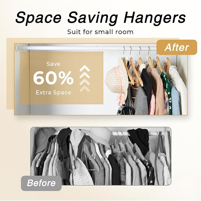 HOUSE DAY Space Saving Hangers 20 Pack, Clothes Hanger Connector Hooks | Heavy Duty Closet Space Saver, Small Space Solutions, Cascading Dorm Room Closet Organizer and Storage - White