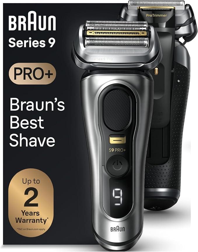 Braun Series 9 PRO+ Electric Razor for Men, 5 Pro Shave Elements & Precision Long Hair Trimmer, 6in1 SmartCare Center, Wet & Dry Electric Shaver for Smooth Skin with 60min Battery Runtime, 9517s