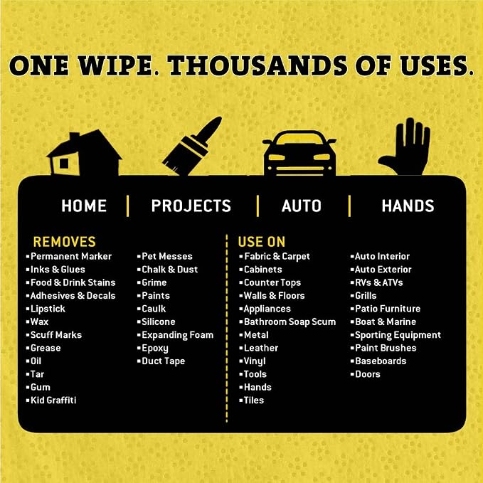 Tub O' Towels Heavy-Duty Multi-Surface Cleaning Wipes, 7" x 8", 40 Count Canister, Removes Grease, Grime, Tough Stains, Durable Disposable White Wipes for Home, Garage, Outdoor Cleaning Tasks, 4-Pack