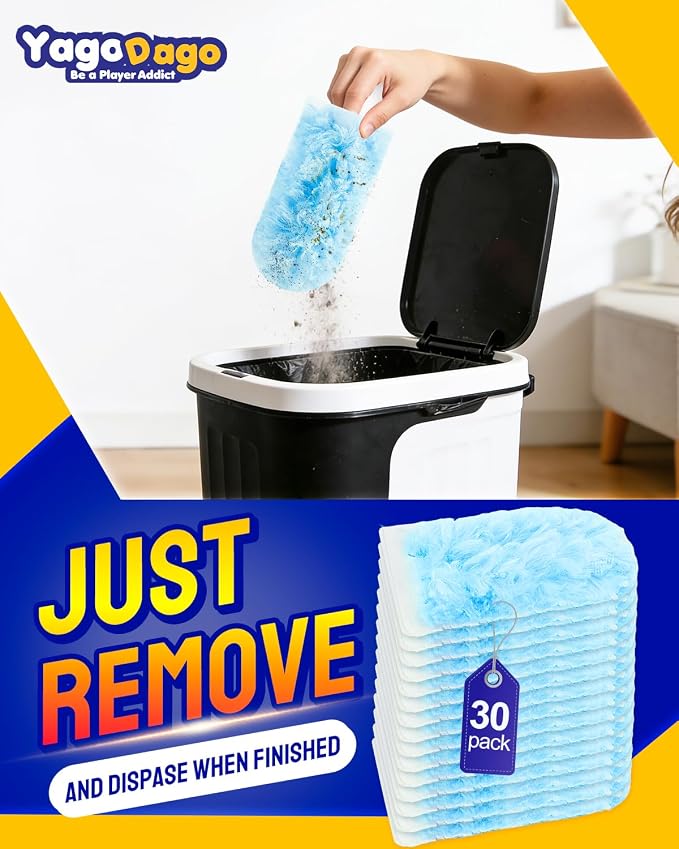 32Pk Duster Refills with Handles Compatible with Swiffer Handle | 360 Heavy Duty Duster Refills Compatible with Swiffer Duster Handle, for Dusting Blinds, Furniture & Home Cleaning