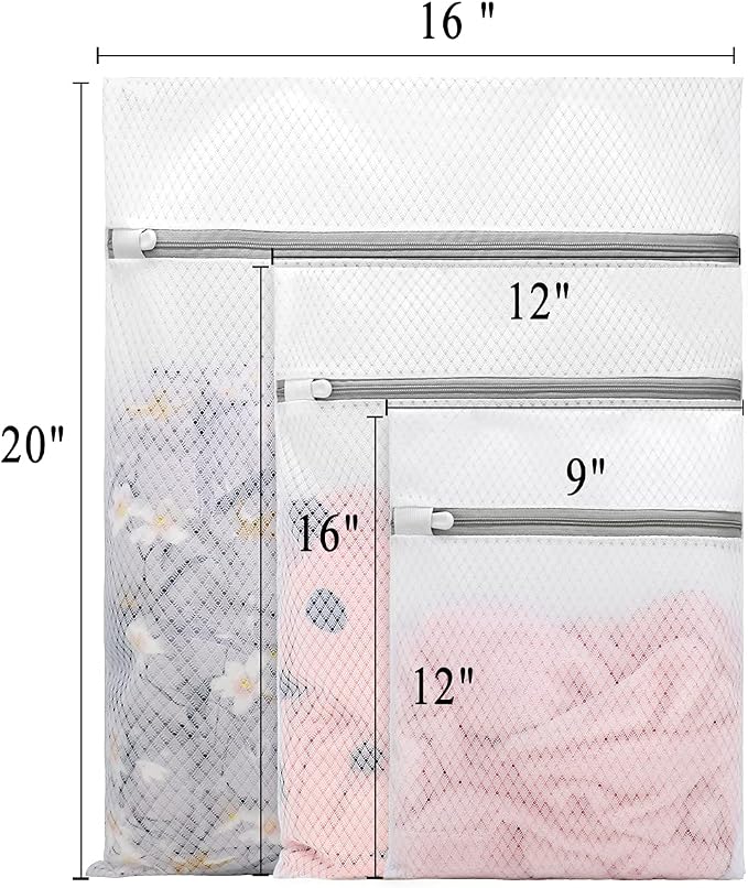 Muchfun 3Pcs Durable Diamond Mesh Laundry Bags for Delicates | (1Large, 1Medium, 1Small)