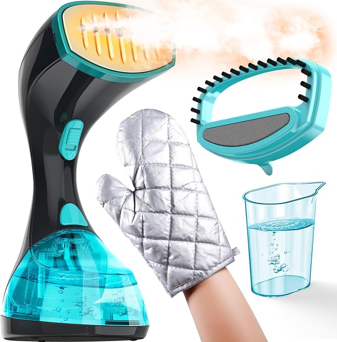 Steamer for Clothes, 1800W Handheld Clothes Steamer for Quick Wrinkle Removal with 15s Fast Heat-Up, 3 Steam Modes, 300ml Tank, Portable Garment Steamer with Brush & Glove for Home, Travel, Office