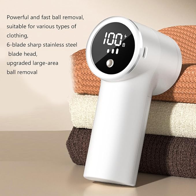 Rechargeable Fabric Shaver Remover with LED Display for Clothes Furniture Sofas Blankets Electric Lint Rechargeable Electric Lint Remover Large Coverage Multipurpose