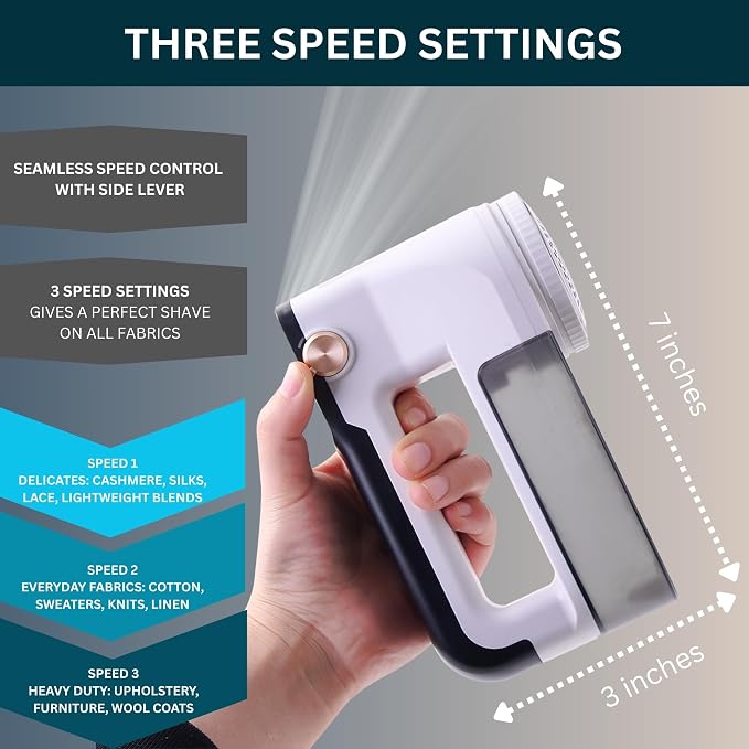 True & Tidy XL Rechargeable Fabric Shaver & Lint Remover w/Built-in Light