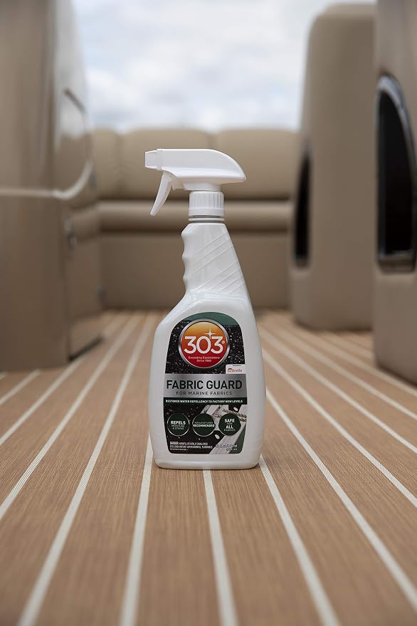 303 Marine Fabric Guard for Boat Covers & Canvas, 32 oz 6-Pack | Restores water and stain resistance on boat covers, canvas, and marine fabrics.