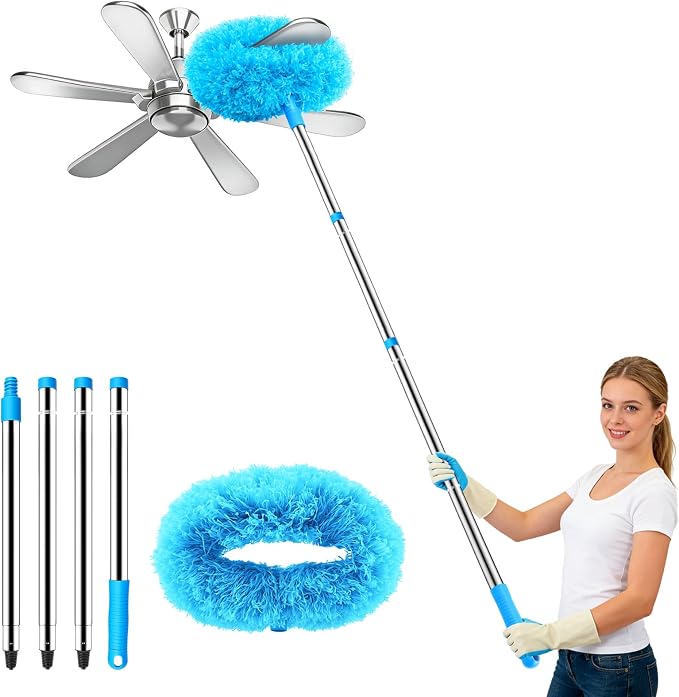 SetSail Ceiling Fan Cleaner Duster, Microfiber Ceiling Fan Duster with Extension Pole 13 to 48 Inch Washable Ceiling Fan Blade Dusters for Cleaning | Microfiber Ceiling Fan Duster, 13 to 48 Inch, Washable, Ceiling Fan Blade Dusters