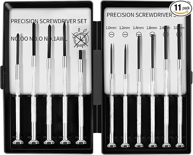 11PCS Mini Screwdriver Set,Small Screwdriver Set with 11 Different Size Flathead and Phillips Screwdrivers Repair for Watches,Computers,Toys and Jewelr