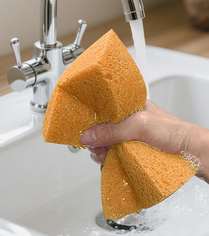 Car Wash Sponges, 3 Pack Extra Thick Large Cleaning Sponge Multi-Purpose for Bathroom Kitchen Bike Boat, Large Size Sponges 4'' X 6'' (Yellow)