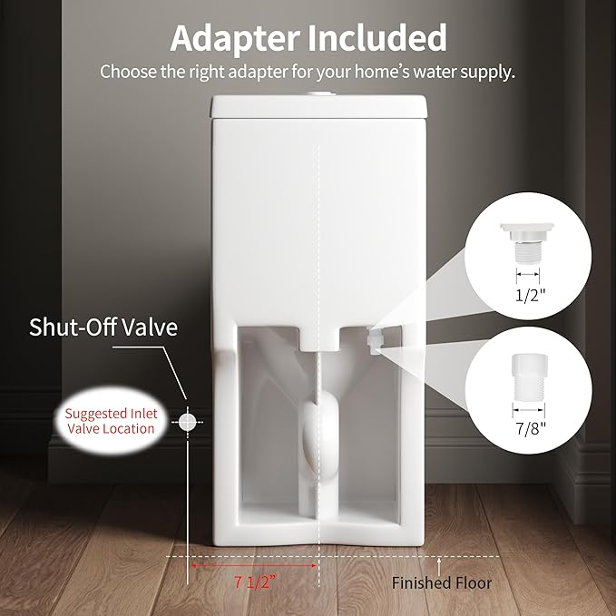 DeerValley Small One Piece Toilet with Soft Closing and Seat White Flush Button 12 Inch Rough-In Compact Toilets for Tight Spaces