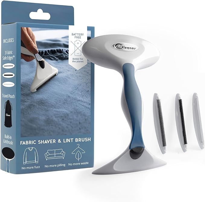 Battery-Free Fabric Shaver & Lint Brush | Ultimate Fuzz Remover Sweater Comb | Lint Remover and Depiller for Clothing & Furniture (Slate Blue in Carton Box)