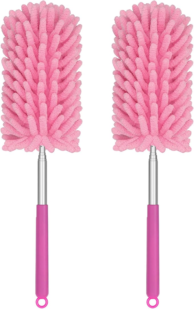 Mini Duster for Cleaning, 360° Bendable Hand Dusters with Extension Pole, Washable Small Duster for Car Interior, Office, Furniture