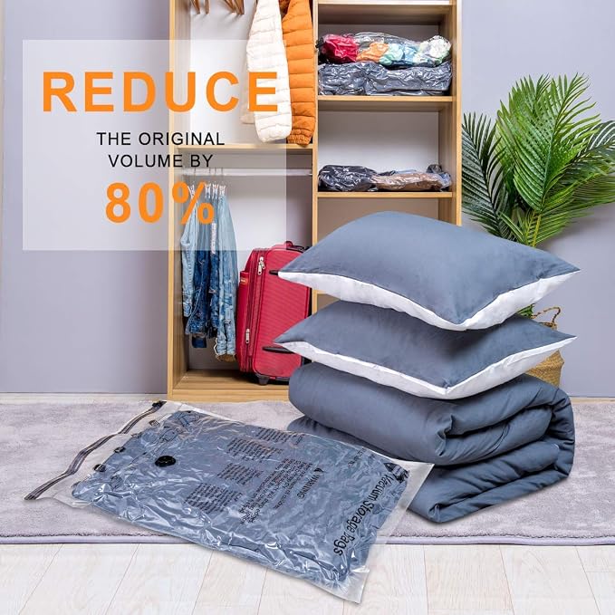 GONGSHI Vacuum Storage Bags, Space Saver Seal Bags For Clothing, Travel Luggage,Blankets, Comforters, Pillows, Clothes Storage.10 Jumbo