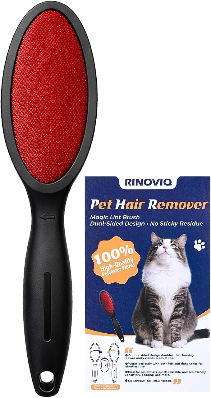 1 Pack Magic Lint Remover Brush for Pet Hair, Reusable 2-Sided Lint Brush for Clothes, Bedding, Carpet & Furniture, No Sticky Lint Roller Refills Needed