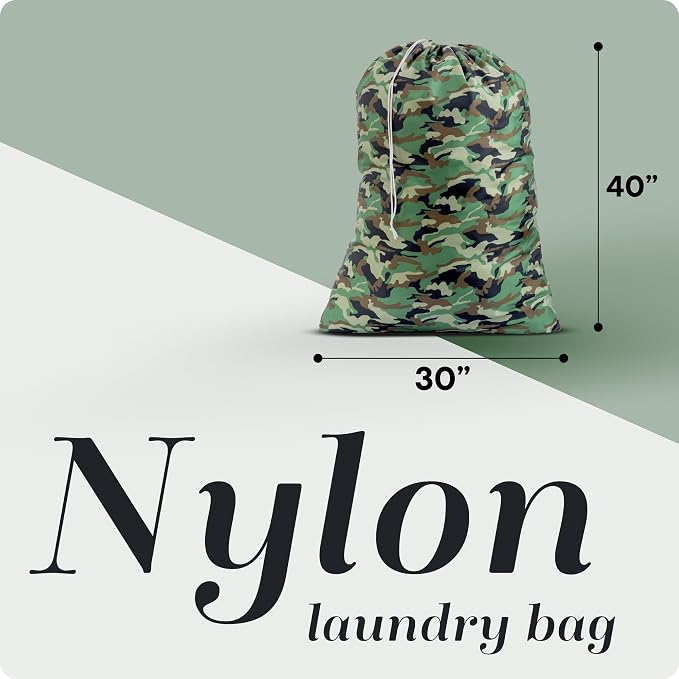 Handy Laundry XL Nylon Laundry Bag 22"x32", Heavy Duty, Camouflage | 22"x32" XL Nylon Laundry Bag, Locking Drawstring, Machine Washable, Heavy Duty, Travel Dorm Hamper Liner, Camouflage