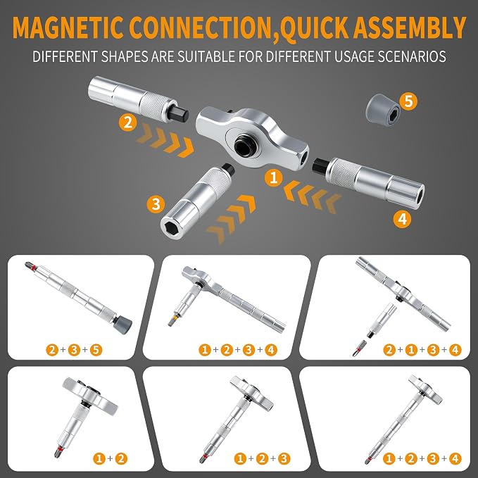 60 in 1 Magnetic Ratchet Screwdriver Set with Detachable T-Handle | S2 Steel Multi-Bit with Case,Portable Compact Repair Tools Kit,for Furniture assembly,electronics repair,DIY,Idea for Men