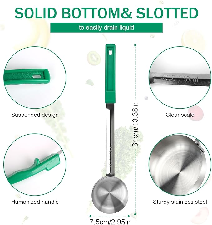 4 Ounce Solid Stainless Steel Portion Control Ladle Spoon - Pizza Sauce Serving Spoons Portion Ladle for Sauces, Perfect for Weight Watchers, Buffets, Parties