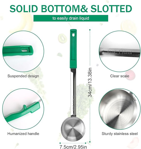 4 Ounce Solid Stainless Steel Portion Control Ladle Spoon - Pizza Sauce Serving Spoons Portion Ladle for Sauces, Perfect for Weight Watchers, Buffets, Parties