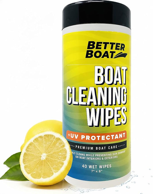 Boat Cleaner Wipes with UV Protection, Marine Vinyl Cleaner and Protectant, for Boat Seats, Car Leather, Dashboard, Console, Interior, and Exterior Cleaning Supplies