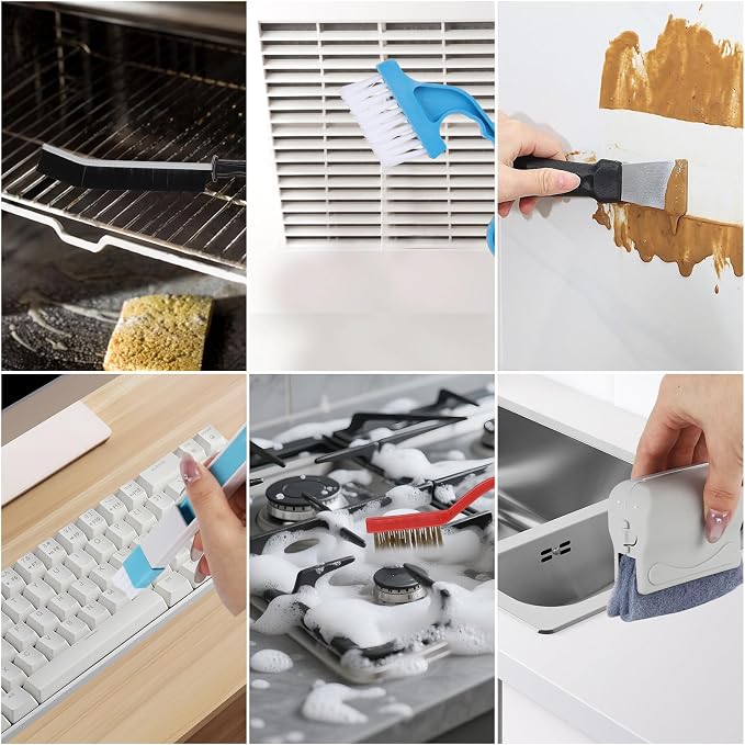 17Pcs Window Track Cleaner Door Tracks Groove Crevice Cleaning Brushes Tools for Sliding Glass Doors, Air Conditioner