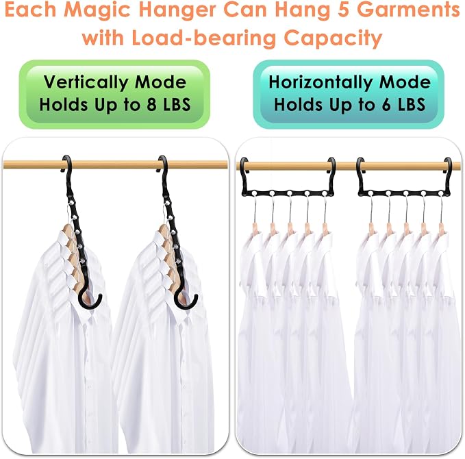 Magic Clothes Hangers Space Saving, Premium Closet Organizers and Storage, Sturdy Plastic Cascading Hanger with 360° Swivel Hooks for 20 Heavy Clothes, College Dorm Room Essentials for Girls, 4 Pack