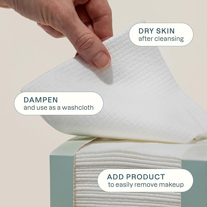 Cliganic Clean Face Towels XL, Multi-Pack (300 Count), Disposable, Ultra-Absorbent, Hypoallergenic & Soft - Makeup Remover Dry Wipes, Pamper Your Face, Hygienic Towelettes, for All Skin Types