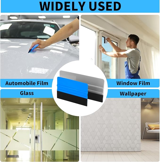 Arayker 20 Pack Vinyl Wrap Squeegee 4 Inch / 6 Inch Felt Edge Squeegee Window Film Tint Tool Decal Applicator Scraper Tool Wallpaper Smoothing Tool with 20 PCS Black Fabric Felt