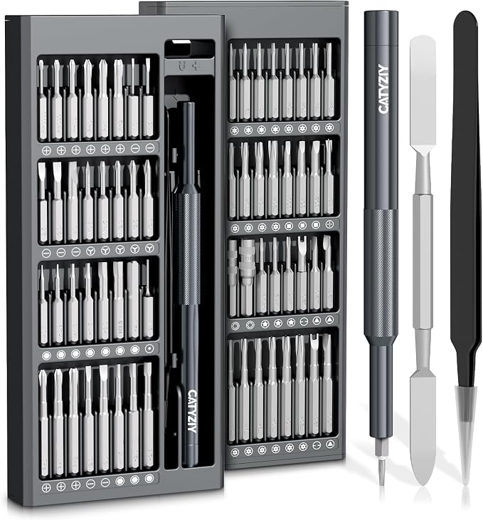 69-in-1 Precision Screwdriver Set, Magnetic Repair Kit for iPhone | Pro 64-piece S2 steel bit set. Includes mat, handle, tweezers, pry bar & magnetizer. Perfect for PC, phone & watch repairs.