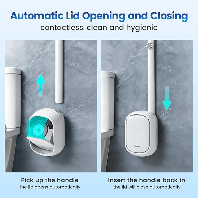 2 Pack Disposable Toilet Brush with 48 Refills, Toilet Bowl Cleaning System | Toilet Bowl Cleaner, Wall Mounted Toilet Bowl Brush and Holder Set for Deep Cleaning and Hygienic Bathroom Maintenance