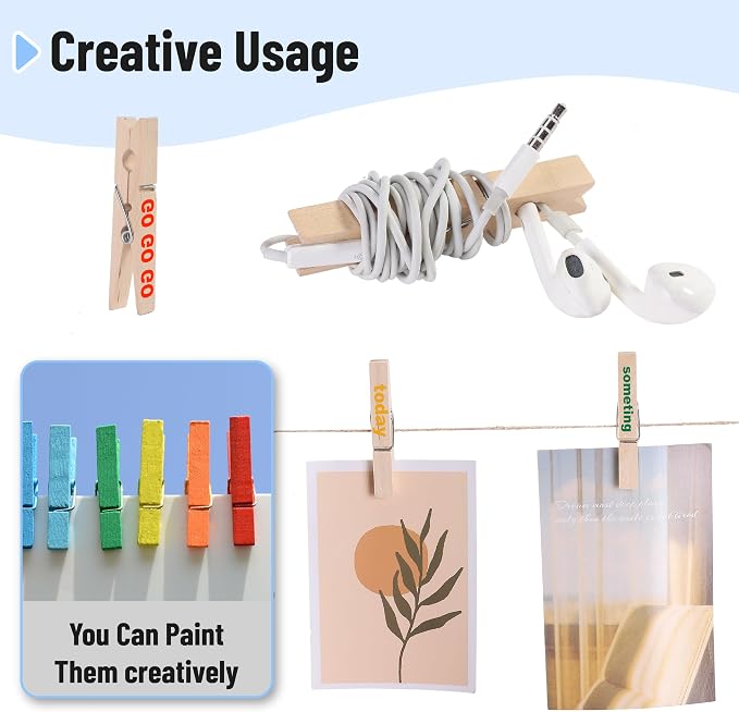 Mr. Pen- Wooden Clothes Pins, 2.9 Inch, 200 Pack, Bulk, Large Natural Wood Clips for Crafts, Classroom Projects, Hanging Photos, Chip Bags, Decoration, Rust Resistant Spring