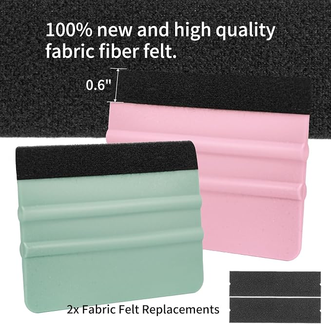 AMZDEPOT Vinyl Squeegee, 4 Inch, Teal and Pink, 2 Pcs | Extra 2 Felt Replacements, Car Wrap, Craft Sign Making, DIY Crafting, Window Tint