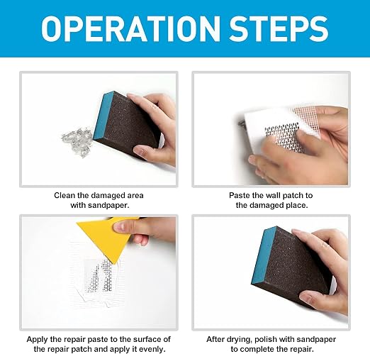 BONCART Spackle Wall & Drywall Repair Patch Kit with Tools | Includes Wall Putty, Scraper, Sanding Sponge, And Aluminum Patches. For Wall Cracks And Nail Holes.