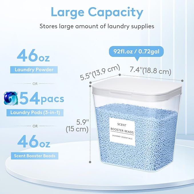 Lifewit Laundry Pods Container with Pop-up Lid, Coffee Pod K Cup Storage, Laundry Room Organization, Dryer Sheet Holder for Washing Powder Detergent, 2700 ml/0.72gal, 3PCS