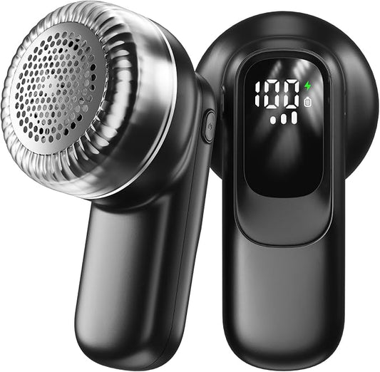 Rechargeable Fabric Shaver, Lint Remover with 3D Floating Blades & Powerful Motor, Portable Sweater Shaver with Digital Display, 3 Speeds Electric Lint Shaver for Clothes, Sweaters, Furniture