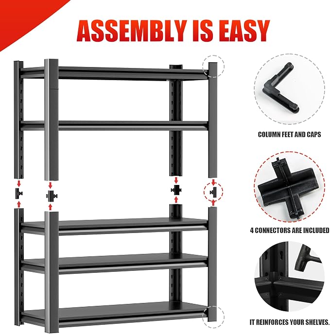OLLRRACT Heavy Duty Metal Storage Shelf, 5 Tier Industrial Shelving Unit - Garage Shelving, Utility Shelf, Metal Storage Rack Shelving, Durable Garage Shelf Organizer 18" D x48 W x78 H