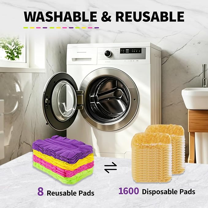 8 Pack Reusable Duster Pads Compatible with Swiffer Duster Refills, Washable Microfiber Dusting Cloths for Cleaning Home, Car, Pet, Furniture, Fans, Blinds