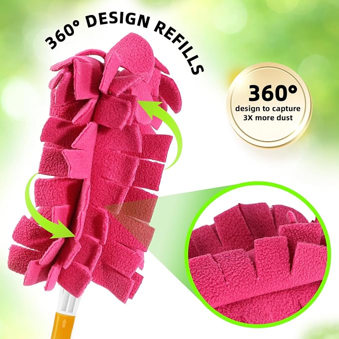 Fleece Reusable Duster Refill Compitable with Swiffer Hand Duster | 6 Pack Washable Heavy Duty Duster Pads, 360 Cleaning Pads for Fan, Window, Furniture, Floor (Handle is Not Included)
